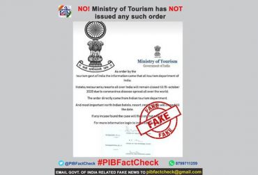 Ministry of tourism has not issued any letter on closing of hotels/restaurants till 15th October 2020 due to Coronavirus outbreak Ministry of tourism has not issued any letter on closing of hotels/restaurants till 15th October 2020 due to Coronavirus outbreak