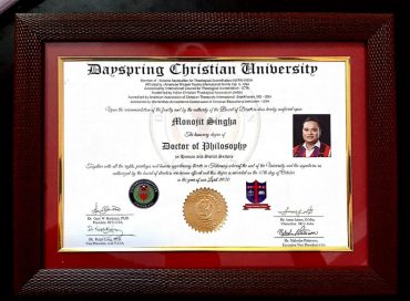 Monojit Singha conferred with honorary Doctorate degree from  Dayspring Christian University