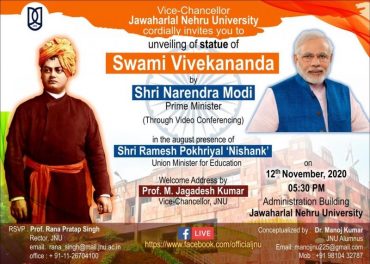 PM to unveil statue of Swami Vivekananda at JNU campus on 12th November 2020