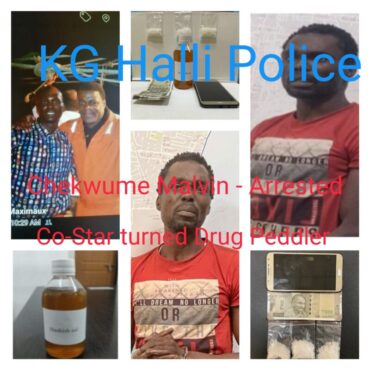 Chekwume Malvin Nigerian National Actor, arrested by KG Halli Police, for Peddling drugs,15 gms MDMA,Hashish Oil Worth Rs.8 Lakhs Seized