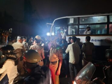 Bengaluru University students stage protest after MSc student critically injured in a freak accident while boarding BMTC Bus