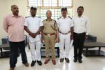 Alert KSRTC bus driver and conductor in a hot chase catches thief in Bengaluru,felicitated for their brave act by City Police Commissioner B Dayananda
