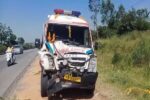 Nelamangala speeding ambulance crashed into truck on Highway One killed three injured