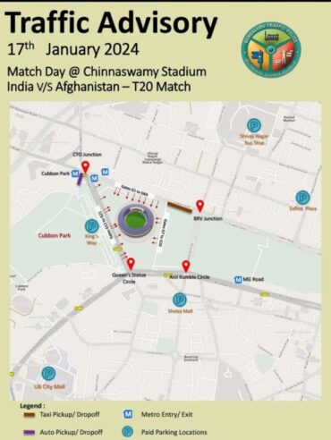 Traffic Advisory Issued Ahead Of India Vs Afghanistan T20I Match In chinnaswamy stadium Bengaluru