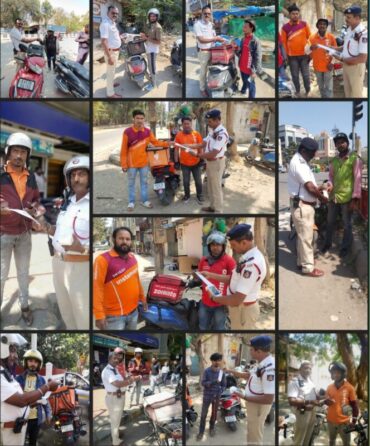 Special drive against delivery boys and booked 275 cases and recovered Rs.1.3 lakhs in 2 hours & JB Nagar Traffic Cops cracked 5 road accidents