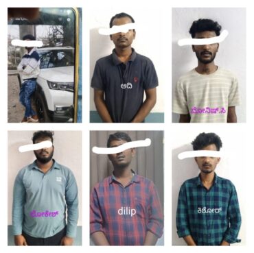 Six member gang among drug peddler arrested by Bommanahalli Police for abducting a NRI from Australia for ransom on pretext of selling drugs