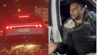 Drunk SUV Driver Drags Bullet Bike In Bengaluru,Angry Mob Attacks accused driver