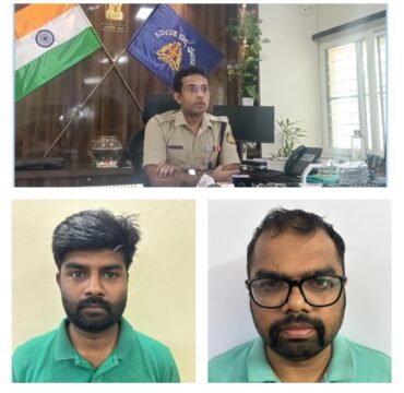 Two housekeeping staff arrested for allegedly impersonating Central Government officials and extorting Rs.5 lakh from a Gutka businessman