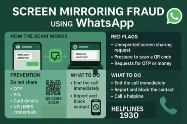 50 year old cheated by fraudsters posing as bank officials through fake eKYC verification process conducted over WhatsApp and made away with Rs.1 Lakh