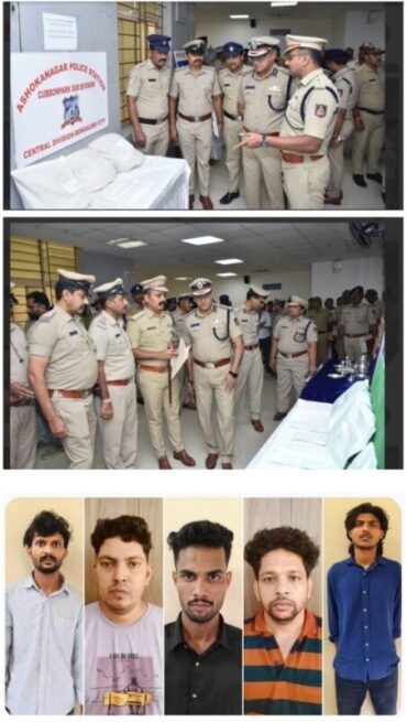 Five including three inter-state drug peddlers arrested by Malleswaram and Ashoknagar Police and seized Hydro Ganja worth Rs.2.56 Crores