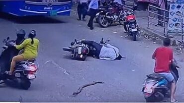 Bengaluru: Motorist driving without helmet critically injured after tree branch falls on him in Rajajinagar;Incident captured on CCTV