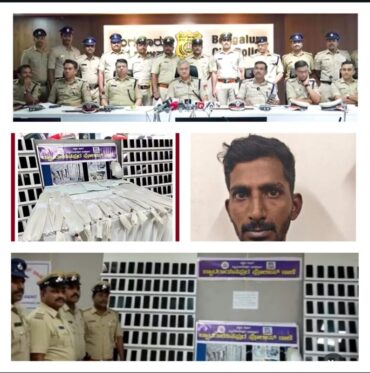 Bytarayanapura police arrest Notorious Drug Peddler; Seize 230 Mobile Phones,Weapons and Ganja worth Rs.15 Lakhs 