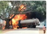 Petrol tanker catches fire after crashing into tree near Doddaballapur