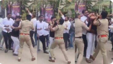 High drama as youth congress workers protest outside BJP office,demand Amit Shah’s resignation