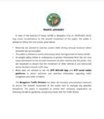 BTP issues traffic advisory amid heavy rain forecast by IMD 