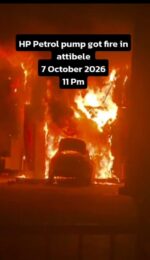 Jaguar car crashes into petrol pump,catches fire near Attibele Jaguar car crashes into petrol pump,catches fire near Attibele