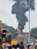 Chemical-Laden Truck Catches Fire After Overturning on NICE Road; Tank Explodes,Traffic Snarls for 4 km
